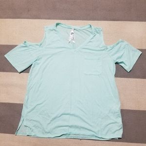 Mint Green Cold Shoulder Seven7 Shirt Size Large